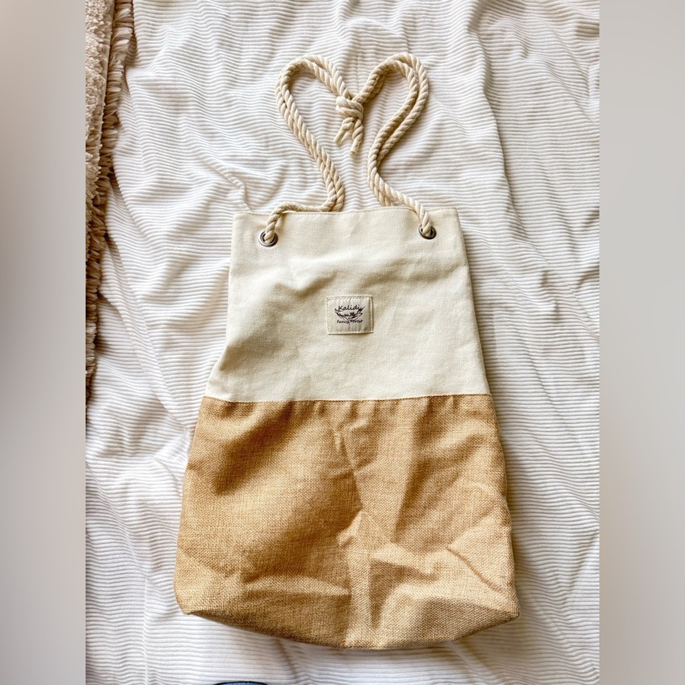 Kalidi Two-Tone Cream and Tan Tote Bag